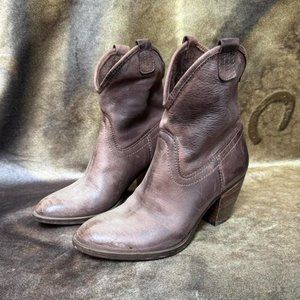 Geste western boho faded taupe leather cowgirl slouch boots sz 36
